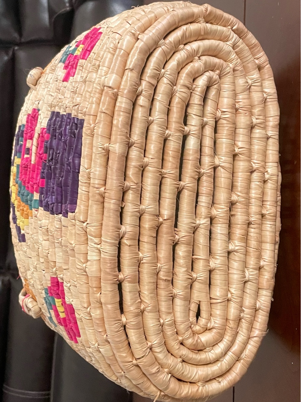 Artisan Handwoven Palm Basket Tote - Picture 6 of 13